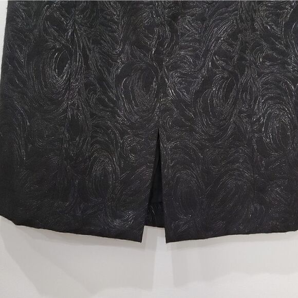 Tahari-Black Shiny PORTRAIT COLLAR Jacquard SHEATH DRESS Party Cocktail Woman 6 - Picture 12 of 16